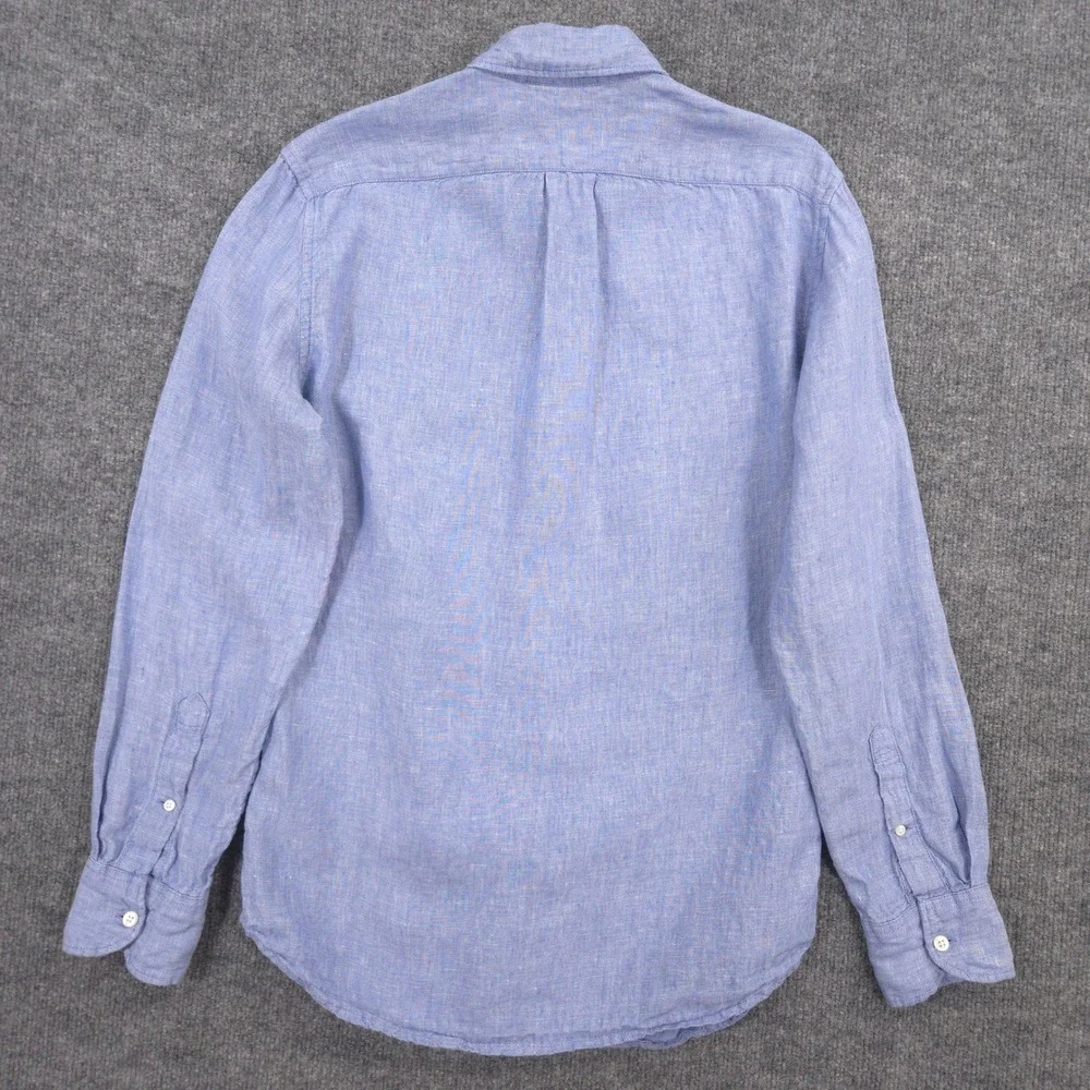 J Crew Baird McNutt Irish Linen Shirt Mens S Blue Slim Fit Long Sleeve Preppy
